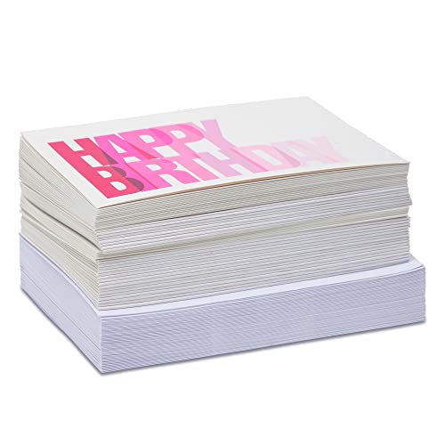 Best Paper Greetings 144 Pack Happy Birthday Cards Bulk Box Set with Envelopes for Students, Work, Office, Colorful Ombre Font (6 Designs, 4x6 In)