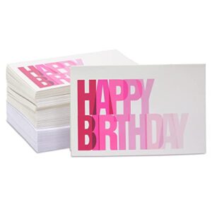 Best Paper Greetings 144 Pack Happy Birthday Cards Bulk Box Set with Envelopes for Students, Work, Office, Colorful Ombre Font (6 Designs, 4x6 In)