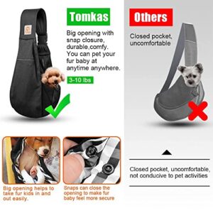 TOMKAS Dog Sling Carrier for Small Dogs Puppy Carrier for Small Dogs (Black, Adjustable Strap & Zipper Pocket)