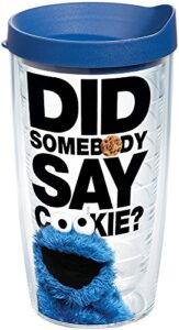 tervis sesame street made in usa double walled insulated tumbler travel cup keeps drinks cold & hot, 16oz, did somebody say cookie