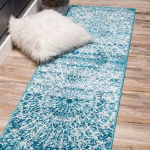 Unique Loom Sofia Collection Area Rug - Grace (2' x 6' 9" Runner, Turquoise/ Ivory)