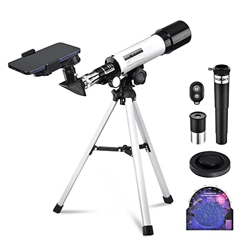 AW 50mm Aperture 360mm Astronomy Refractor Telescope Refractive Tripod with Phone Adapter Carry Bag Remote Constellation Map for Kid Aldult Gift