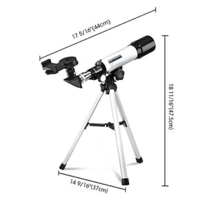 AW 50mm Aperture 360mm Astronomy Refractor Telescope Refractive Tripod with Phone Adapter Carry Bag Remote Constellation Map for Kid Aldult Gift