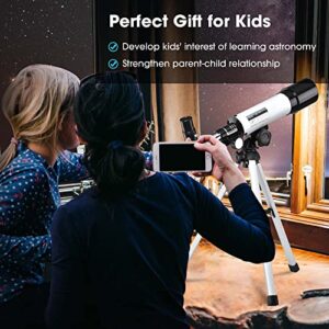 AW 50mm Aperture 360mm Astronomy Refractor Telescope Refractive Tripod with Phone Adapter Carry Bag Remote Constellation Map for Kid Aldult Gift