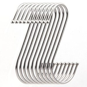 ruiling 10 pack premium 4.5 inch heavy duty stainless steel s hooks - s shaped hook - hanger hooks - ideal for hanging pots and pans, plants, utensils, towels etc. set of 10