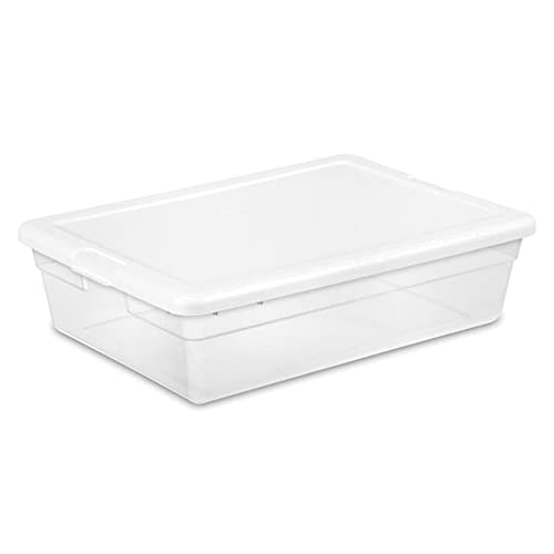Sterilite 28 Quart Multipurpose Clear Plastic Stacking Storage Container Tote with Secure Lid for Under Bed or Closet Organization, 20 Pack