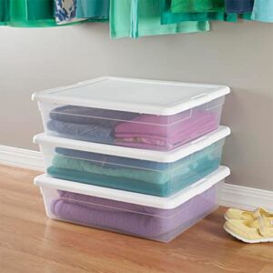 Sterilite 28 Quart Multipurpose Clear Plastic Stacking Storage Container Tote with Secure Lid for Under Bed or Closet Organization, 20 Pack