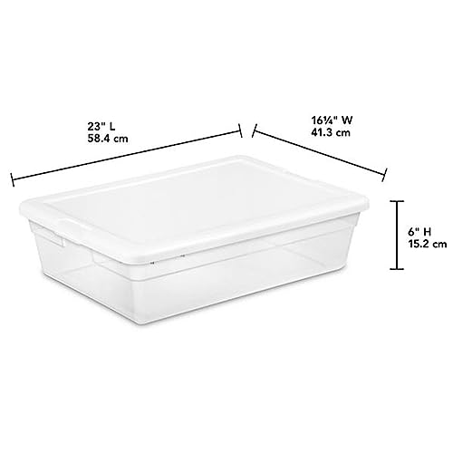 Sterilite 28 Quart Multipurpose Clear Plastic Stacking Storage Container Tote with Secure Lid for Under Bed or Closet Organization, 20 Pack