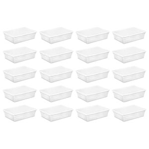 Sterilite 28 Quart Multipurpose Clear Plastic Stacking Storage Container Tote with Secure Lid for Under Bed or Closet Organization, 20 Pack