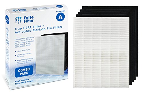 Fette Filter - 115115 Premium True HEPA H13 Filter Compatible with Winix Filter A 115115 Size 21 Plasma Wave Air Purifier AM90 P300 5300 5500 5300-2 6300-2 6300 C909 9800 C535 1 +4 Pack