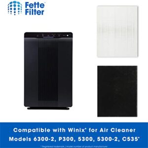 Fette Filter - 115115 Premium True HEPA H13 Filter Compatible with Winix Filter A 115115 Size 21 Plasma Wave Air Purifier AM90 P300 5300 5500 5300-2 6300-2 6300 C909 9800 C535 1 +4 Pack