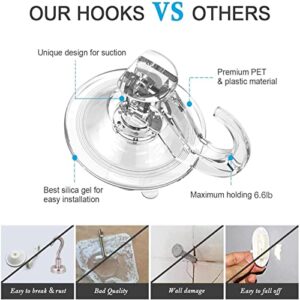 Suction Cup Hooks, BUDGET & GOOD Reusable Waterproof Shower Hook, 4Pcs Vacuum Suction Hooks - Razor Holder - Wreath Hook - Multi-Use for Bathroom Kitchen Office, Storage & Organization for Accessories