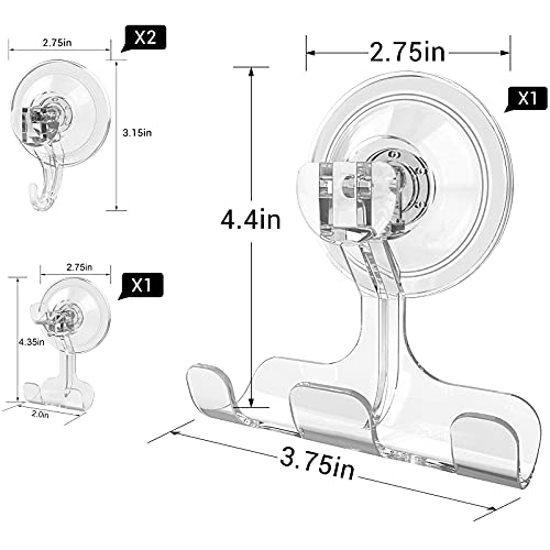 Suction Cup Hooks, BUDGET & GOOD Reusable Waterproof Shower Hook, 4Pcs Vacuum Suction Hooks - Razor Holder - Wreath Hook - Multi-Use for Bathroom Kitchen Office, Storage & Organization for Accessories