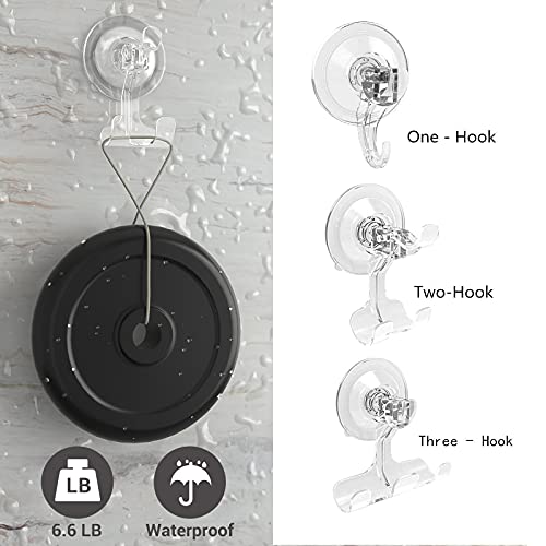 Suction Cup Hooks, BUDGET & GOOD Reusable Waterproof Shower Hook, 4Pcs Vacuum Suction Hooks - Razor Holder - Wreath Hook - Multi-Use for Bathroom Kitchen Office, Storage & Organization for Accessories