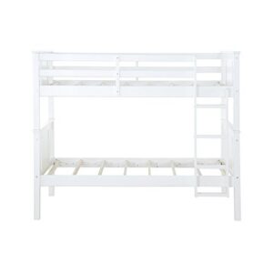 Dorel Living Dylan Kids Bunk Beds, with Guard Rail and Ladder, Wood, Twin Over Twin, White