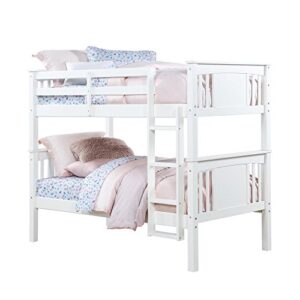 Dorel Living Dylan Kids Bunk Beds, with Guard Rail and Ladder, Wood, Twin Over Twin, White