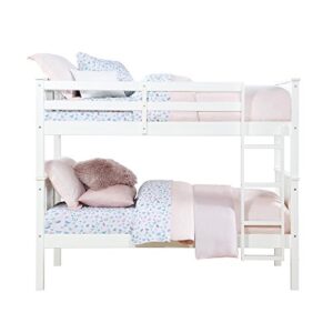 Dorel Living Dylan Kids Bunk Beds, with Guard Rail and Ladder, Wood, Twin Over Twin, White