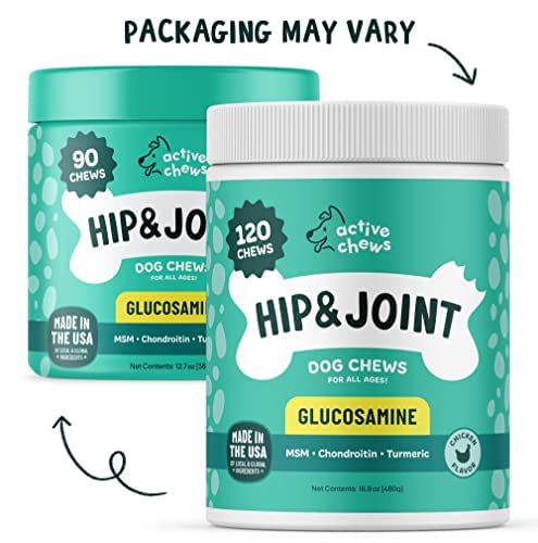 Glucosamine for Dogs Soft Chews 120 ct - Hip and Joint Supplement for Dogs with Chondroitin, Turmeric & MSM - Dog Joint Supplement + Vitamin E for Small, Large Breed & Senior Dogs Mobility Support