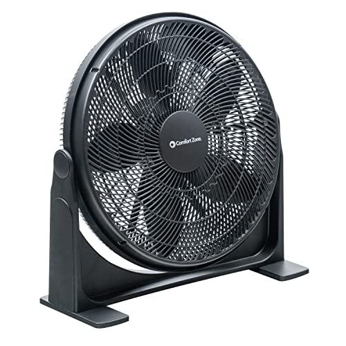 Comfort Zone CZ700T 20" 3-Speed High Velocity Fan with Adjustable Tilt and Sturdy Base, Black