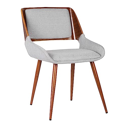 Armen Living Panda Dining Chair in Grey Fabric and Walnut Wood Finish 25D x 20W x 31H in