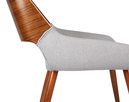 Armen Living Panda Dining Chair in Grey Fabric and Walnut Wood Finish 25D x 20W x 31H in