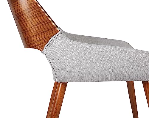 Armen Living Panda Dining Chair in Grey Fabric and Walnut Wood Finish 25D x 20W x 31H in