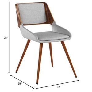 Armen Living Panda Dining Chair in Grey Fabric and Walnut Wood Finish 25D x 20W x 31H in