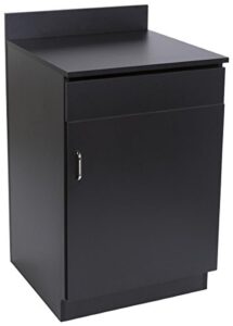displays2go serving station for restaurants, single cabinet door, adjustable shelf, pullout drawer - black (lckdsdwsbk)