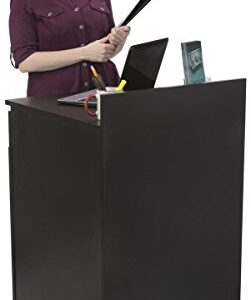 Displays2go Serving Station for Restaurants, Single Cabinet Door, Adjustable Shelf, Pullout Drawer - Black (LCKDSDWSBK)