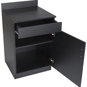 Displays2go Serving Station for Restaurants, Single Cabinet Door, Adjustable Shelf, Pullout Drawer - Black (LCKDSDWSBK)