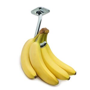 gadjit banana hook hanger under cabinet hook ripens bananas with less bruises, folds up out of sight when not in use, self-adhesive + pre-drilled screw holes (plastic w/chrome finish)