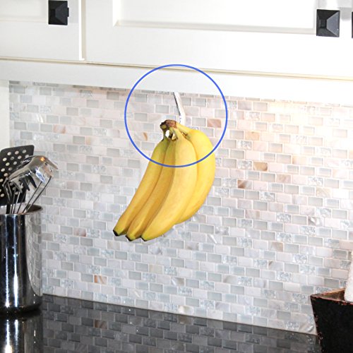 Gadjit Banana Hook Hanger Under Cabinet Hook Ripens Bananas with Less Bruises, Folds Up Out of Sight When Not in Use, Self-Adhesive + Pre-drilled Screw Holes (Plastic w/Chrome Finish)