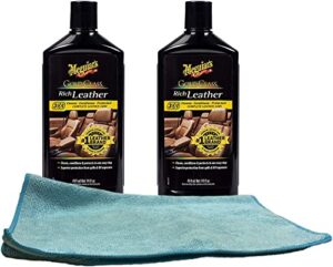 meguiar's gold class rich leather cleaner & conditioner (14 oz.) bundle with microfiber cloth (3 items)