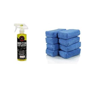 chemical guys spi_663_16 innerclean interior quick detailer and protectant (16 oz) and chemical guys mic_292_08 premium grade microfiber applicators, blue (pack of 8) bundle