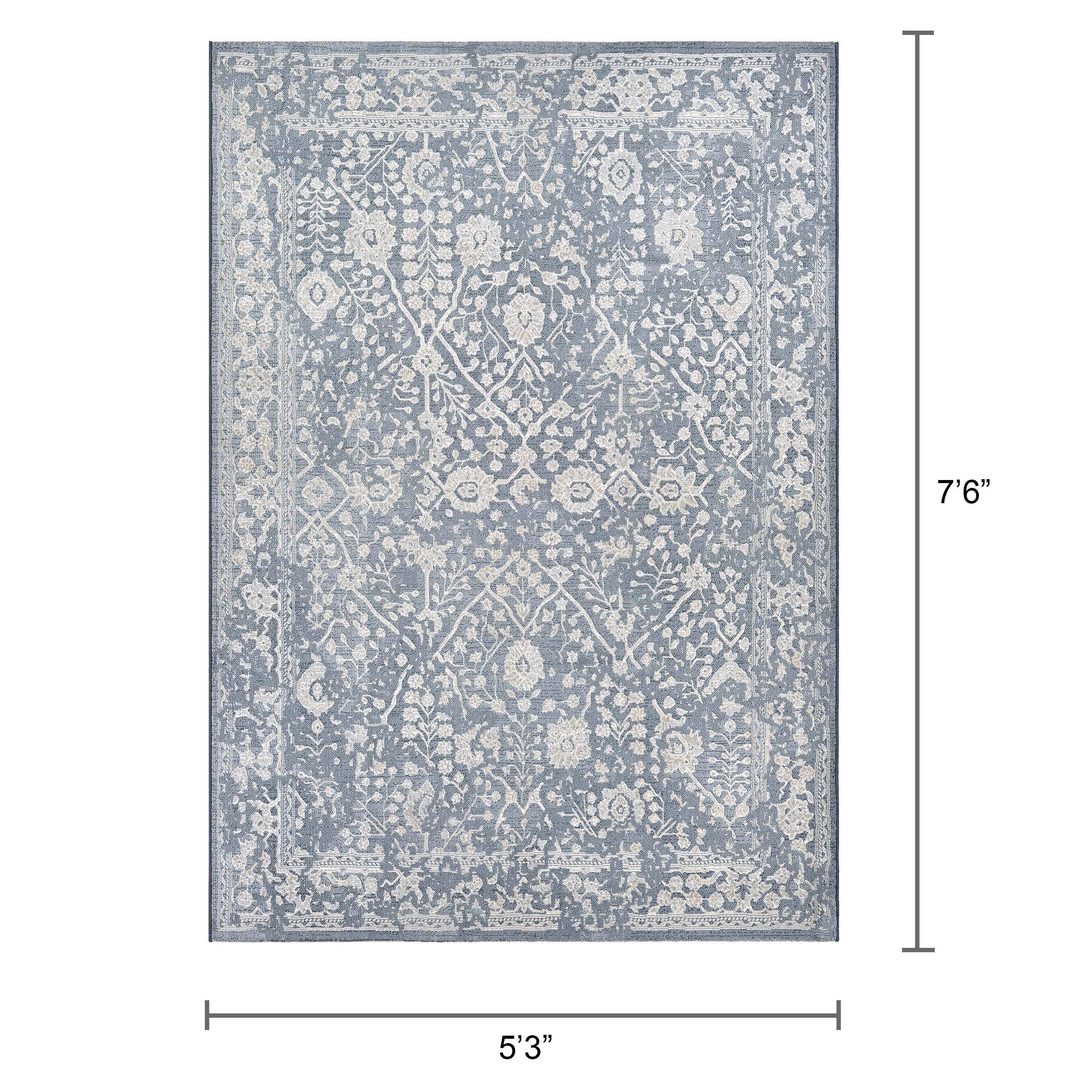 Couristan Marina Lillian Area Rug Slate Blue/Oyster, 5'3" x 7'6"