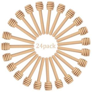 creative hobbies® 24 pack of mini 3 inch wood honey dipper sticks, server for honey jar dispense drizzle honey, wedding party favors