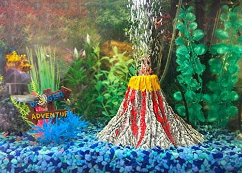 Uniclife Aquarium Volcano Ornament Kit with Air Stone Bubbler Fish Tank Decorations