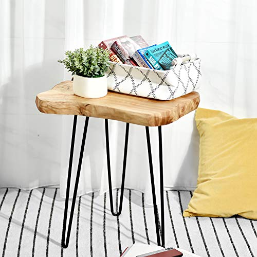 WELLAND Natural Edge End Table, Wood Side Table, Nightstand, Plant Stand 20.5" Tall，Unique Desktop