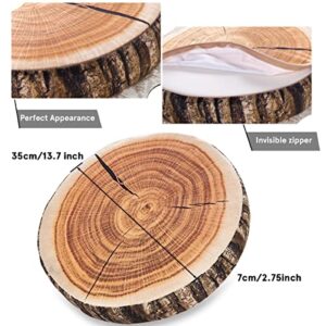 HYSEAS Decorative Round Throw Pillow, 3D Digital Print Comfortable Kids Funny Cute Wood Log Pillow Circle Seating Floor Cushion for Home, Couch, Sofa, Bedroom, Living Room Decor, Stump