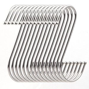 ruiling 15-pack premium 4.5 inch heavy duty stainless steel s hooks - s shaped hook - hanger hooks - ideal for hanging pots and pans, plants, utensils, towels etc.