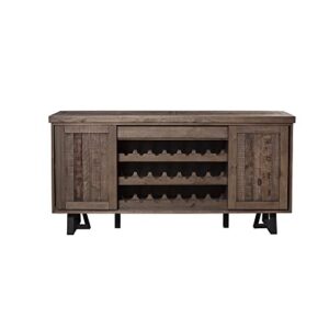 alpine furniture prairie sideboard with wine holder, 72" w x 18 d" x 36" h, reclaimed natural and black finish