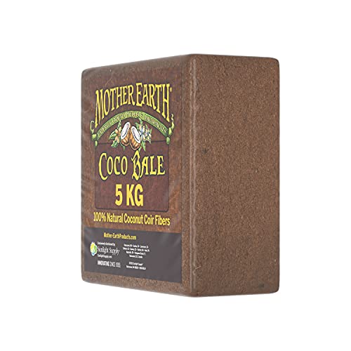 Mother Earth Coco Bale, 100% Natural Coco Coir Fiber for Soilless Gardening, 5 kg.