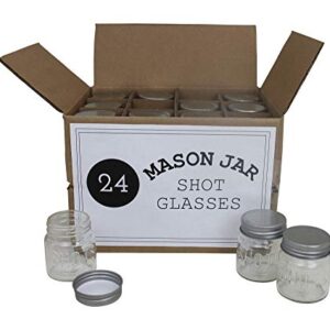 Mason Jar 2 Ounce Shot Glasses Set of 24 With Leak-Proof Lids - Great For Shots, Drinks, Favors, Candles And Crafts