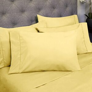 Queen Sheets Yellow - 6 Piece 1500 Supreme Collection Fine Brushed Microfiber Deep Pocket Queen Sheet Set Bedding - 2 Extra Pillow Cases, Great Value, Queen, Yellow