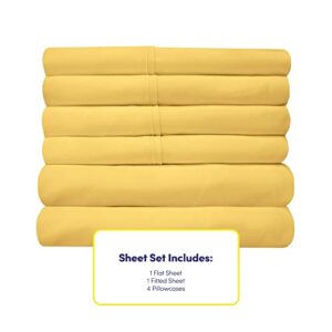 Queen Sheets Yellow - 6 Piece 1500 Supreme Collection Fine Brushed Microfiber Deep Pocket Queen Sheet Set Bedding - 2 Extra Pillow Cases, Great Value, Queen, Yellow