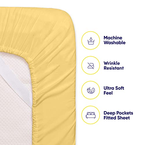 Queen Sheets Yellow - 6 Piece 1500 Supreme Collection Fine Brushed Microfiber Deep Pocket Queen Sheet Set Bedding - 2 Extra Pillow Cases, Great Value, Queen, Yellow