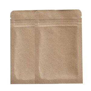 100pcs brown kraft & foil hybrid flat zipper seal bags 9x14cm (3.5x5.5")