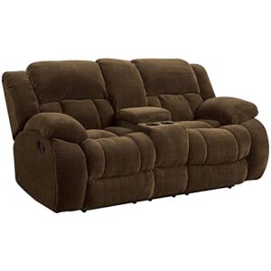 bowery hill 20" modern fabric upholstered reclining loveseat in chocolate