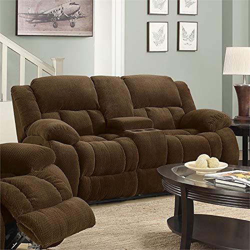 BOWERY HILL 20" Modern Fabric Upholstered Reclining Loveseat in Chocolate