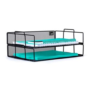 mindspace 2 tier stackable letter tray desk organizer | stackable paper tray organizer | the mesh collection, black